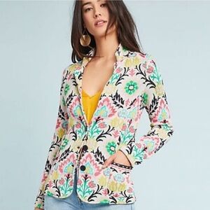 ALMDOMARTINS Floral Intarsia Jacket Anthropologie sz M EUC